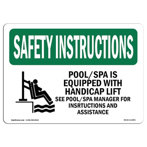 OSHA SAFETY INSTRUCTIONS, 12" Height, Aluminum, 18" x 12", Landscape, OS-SI-A-1218-L-11445